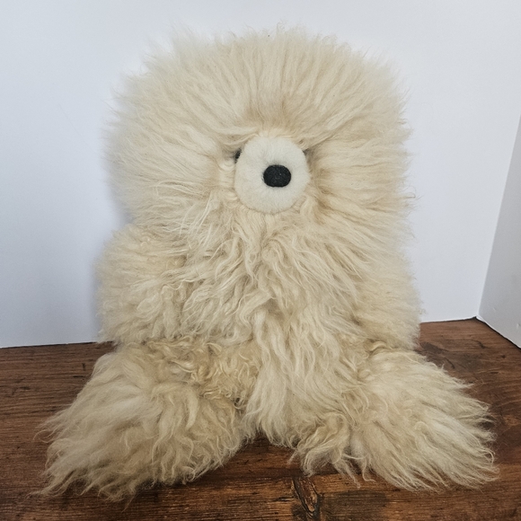 Source Unknown Other - Alpaca Fur Light Tan/ Cream Teddy Bear Alpaca Wool Fleece Hair Plush Bear